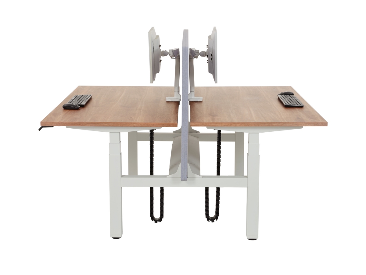 Duo bench Zit sta elektrisch YOUP07 bluetooth wit cognac walnoten