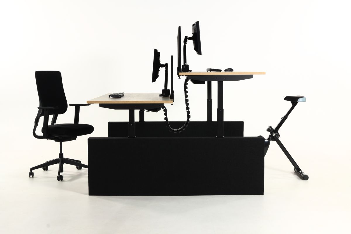 Duo bureau elektrisch akoestische wangpoot YOUP zwart eiken
