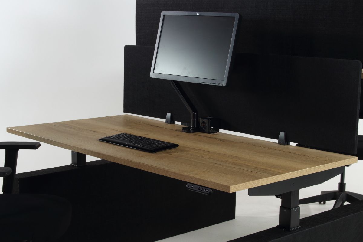 Duo bureau elektrisch akoestische wangpoot YOUP zwart eiken