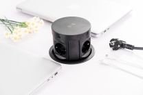 PLUX07 POP UP Wireless charging unit inbouw 4x 230v en 4x USB-A met stroom aansluitsnoer