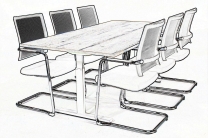 Vergadertafel 200 cm TUBE zwart-betongrijs